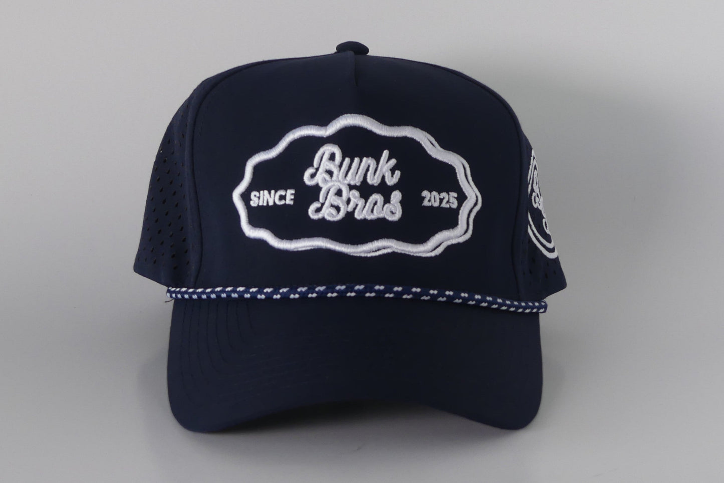 BunkBros Navy 5 Panel Rope Golf Hat - Front View