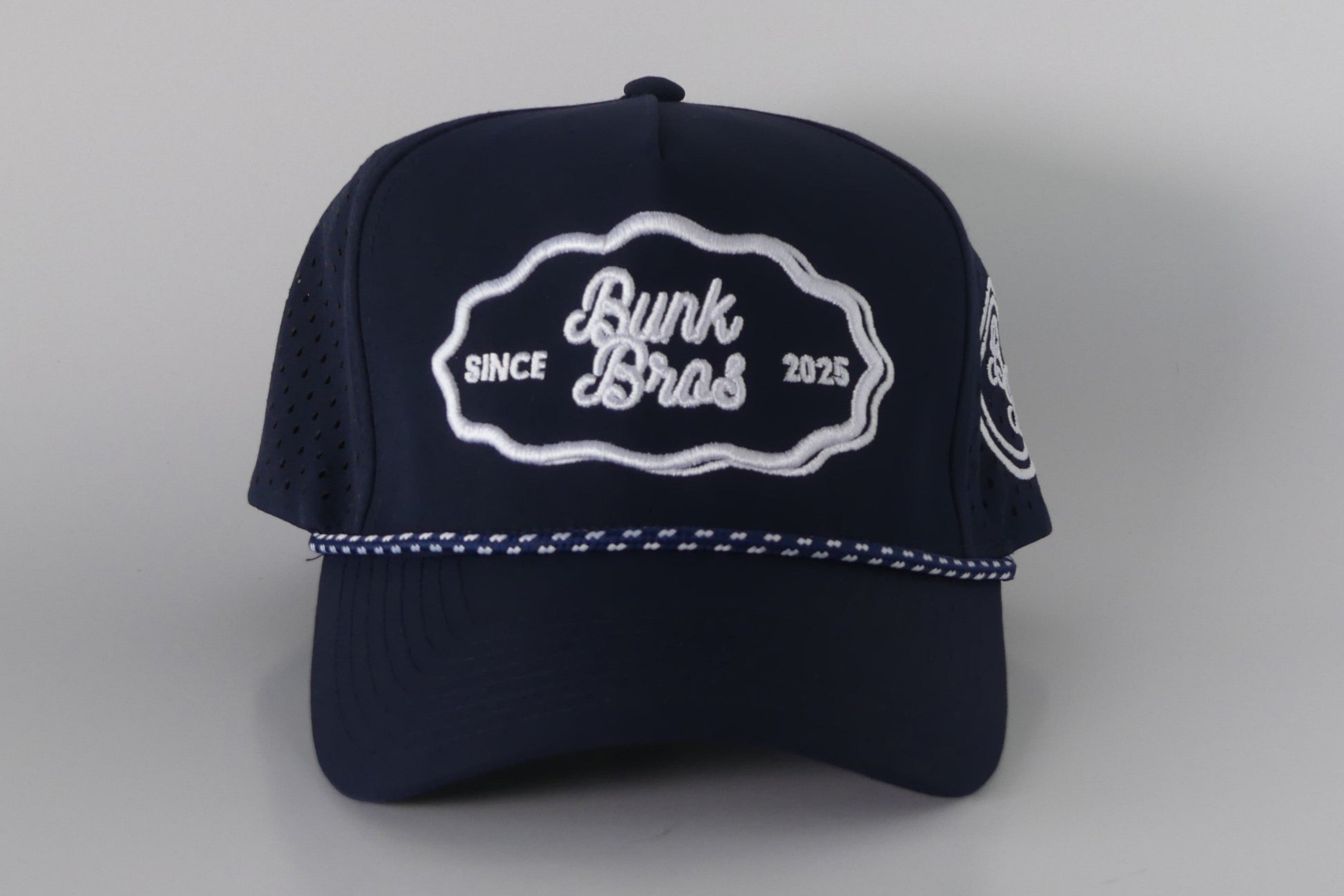 BunkBros Navy 5 Panel Rope Golf Hat - Front View